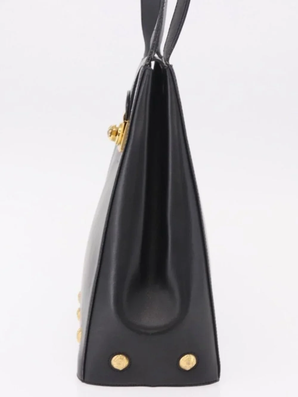 Salvatore Ferragamo Shoulder Bag Leather Black Gold Auth ka4956